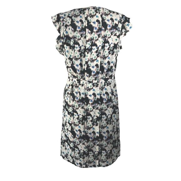 Reiss Sz 8 Medium Dress in Multicolor w Black White and Blue Floral Print Knee-l - Picture 6 of 14